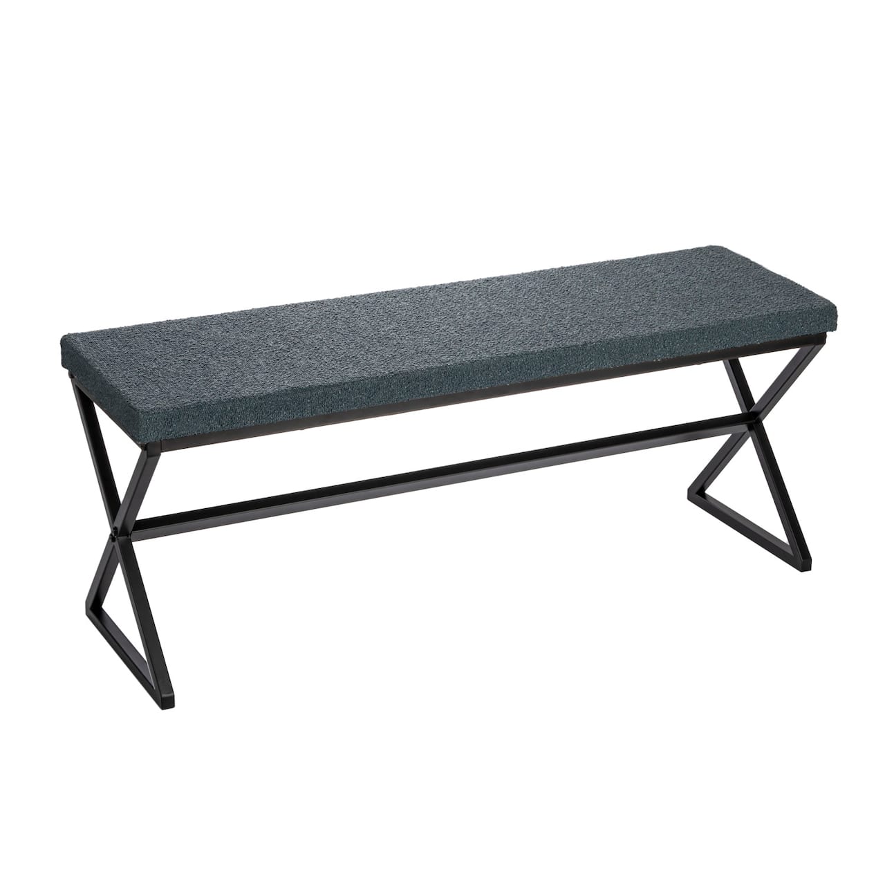 Household Essentials Harper 46.5" Metal & Boucle Bench